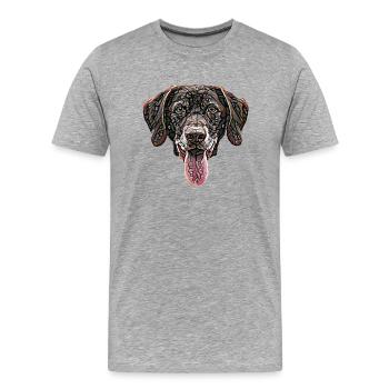 Chocolate Labrador Retriever Face - Men's Premium Organic T-Shirt - heather grey - Front - Damien (186cm)