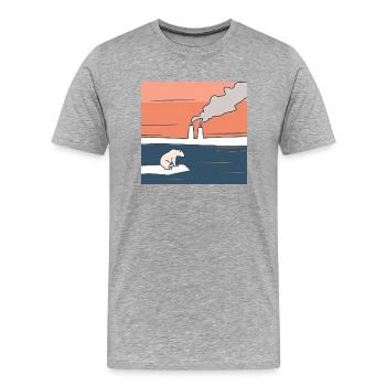 Bedrohte Tiere, Eisbär-Illustration, Erderwärmung - Männer Premium Bio T-Shirt - Grau meliert - Vorne - Damien (186cm)
