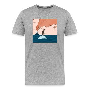 Bedrohte Tiere, Pinguin-Illustration, Erderwärmung - Männer Premium Bio T-Shirt - Grau meliert - Vorne - Damien (186cm)