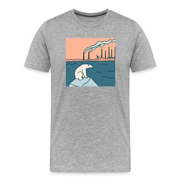 Bedrohte Tiere, Eisbär-Illustration, Erderwärmung - Männer Premium Bio T-Shirt - Grau meliert - Vorne - Damien (186cm)