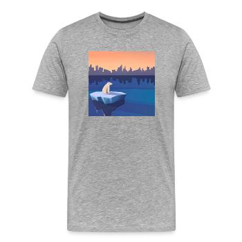 Bedrohte Tiere, Eisbär-Illustration, Erderwärmung - Männer Premium Bio T-Shirt - Grau meliert - Vorne - Damien (186cm)
