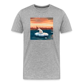 Bedrohte Tiere, Eisbär-Illustration, Erderwärmung - Männer Premium Bio T-Shirt - Grau meliert - Vorne - Damien (186cm)
