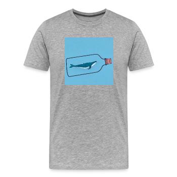 Message in a Bottle, Whale Illustration, Statement - Men's Premium Organic T-Shirt - heather grey - Front - Damien (186cm)