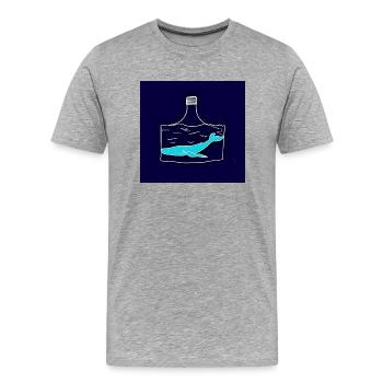 Message in a Bottle, Whale Illustration, Statement - Men's Premium Organic T-Shirt - heather grey - Front - Damien (186cm)