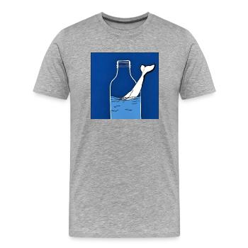 Message in a Bottle, Whale Illustration, Statement - Men's Premium Organic T-Shirt - heather grey - Front - Damien (186cm)