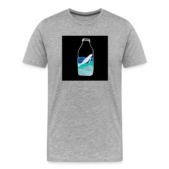 Message in a Bottle, Whale Illustration, Statement - Men's Premium Organic T-Shirt - heather grey - Front - Damien (186cm)