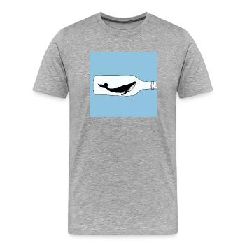 Message in a Bottle, Whale Illustration, Statement - Men's Premium Organic T-Shirt - heather grey - Front - Damien (186cm)