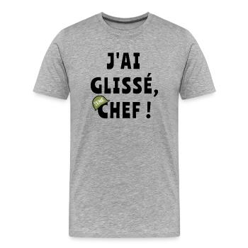 J’ai glissé chef - T-shirt bio Premium Homme - gris chiné - Devant - Damien (186cm)