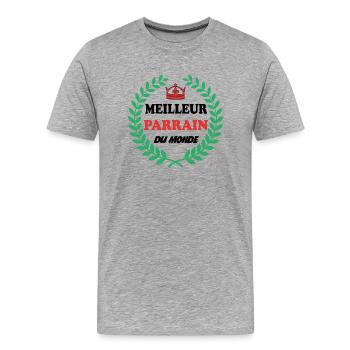 MEILLEUR PARRAIN DU MONDE - T-shirt bio Premium Homme - gris chiné - Devant - Damien (186cm)
