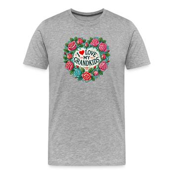 Ich liebe meine Enkelkinder - Männer Premium Bio T-Shirt - Grau meliert - Vorne - Damien (186cm)