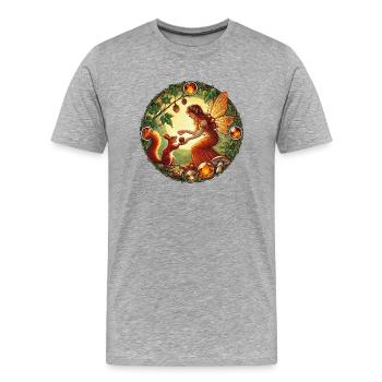 Eichhörnchen-Fee - Männer Premium Bio T-Shirt - Grau meliert - Vorne - Damien (186cm)