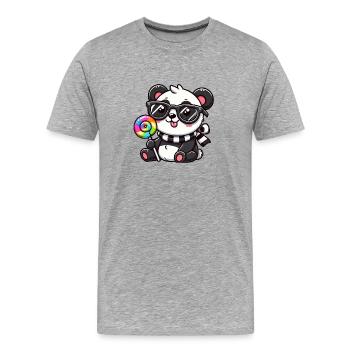 Sucette Panda - T-shirt bio Premium Homme - gris chiné - Devant - Damien (186cm)