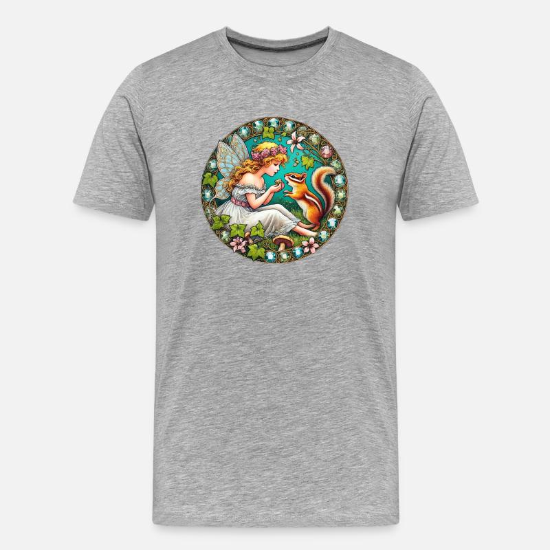 Streifenhörnchen-Fee - Männer Premium Bio T-Shirt - Grau meliert