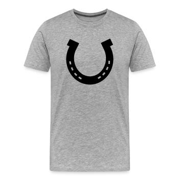 Hufeisen, Pferd - Männer Premium Bio T-Shirt - Grau meliert - Vorne - Damien (186cm)