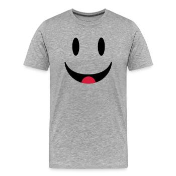 Happy Smiley Face with tongue - Men's Premium Organic T-Shirt - heather grey - Front - Damien (186cm)