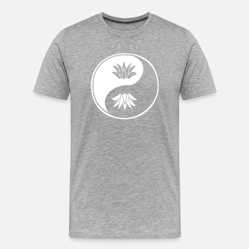 Lotus Ying Yang - Männer Premium Bio T-Shirt - Grau meliert