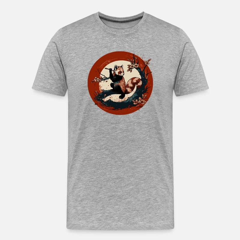 Roter Panda 6 - Männer Premium Bio T-Shirt - Grau meliert