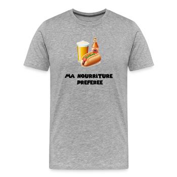Ma nourriture préférée - T-shirt bio Premium Homme - gris chiné - Devant - Damien (186cm)