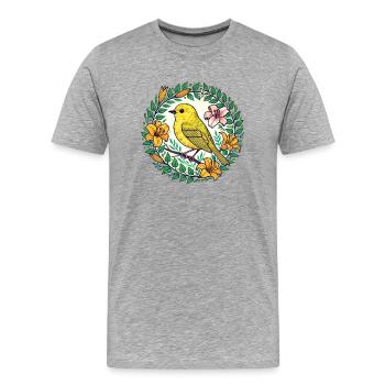 Pinson jaune - T-shirt bio Premium Homme - gris chiné - Devant - Damien (186cm)