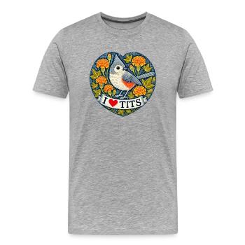 Mésange bicolore - T-shirt bio Premium Homme - gris chiné - Devant - Damien (186cm)