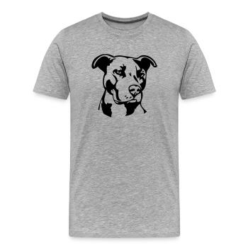 Pitbull einfarbig - Hund Kampfhund - Männer Premium Bio T-Shirt - Grau meliert - Vorne - Damien (186cm)