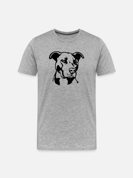 Pitbull einfarbig - Hund Kampfhund - Männer Premium Bio T-Shirt - Grau meliert