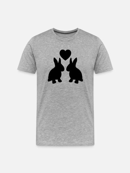 hase_verliebt - Männer Premium Bio T-Shirt - Grau meliert