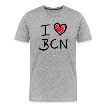 i love bcn - barcelona - Männer Premium Bio T-Shirt - Grau meliert - Vorne - Damien (186cm)