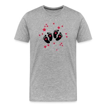 Twins Feet - Zwillings Füße - Männer Premium Bio T-Shirt - Grau meliert - Vorne - Damien (186cm)