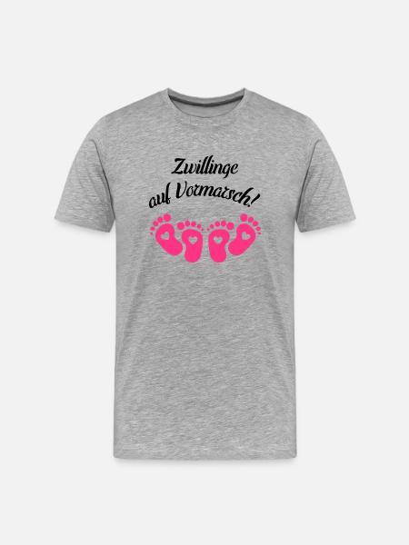 zwillinge auf vormarsch - Männer Premium Bio T-Shirt - Grau meliert