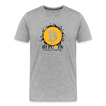 Bitcoin Logo - Crypto Fan - Cryptocurrency Bitcoin - T-shirt bio Premium Homme - gris chiné - Devant - Damien (186cm)