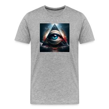 L'œil de la Providence - T-shirt bio Premium Homme - gris chiné - Devant - Damien (186cm)