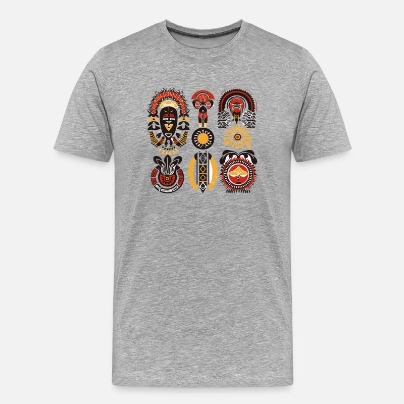Afrikanische Folklore - Männer Premium Bio T-Shirt - Grau meliert
