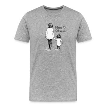 Kleine Schwester - Männer Premium Bio T-Shirt - Grau meliert - Vorne - Damien (186cm)