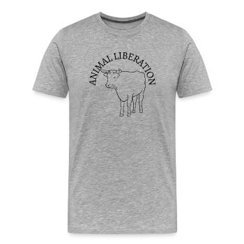 Animal Liberation Cow - Men's Premium Organic T-Shirt - heather grey - Front - Damien (186cm)