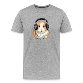Mike le hasmter audiophile - T-shirt bio Premium Homme - gris chiné - Devant - Damien (186cm)