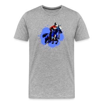 Équitation,Cavalier,Course,Équitation,Tournoi d’équitation - T-shirt bio Premium Homme - gris chiné - Devant - Damien (186cm)