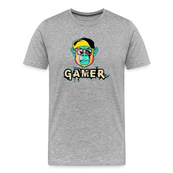 Gamer, Jeux, Jeux - T-shirt bio Premium Homme - gris chiné - Devant - Damien (186cm)