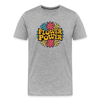 Flower Power 1960 & 1970 rétro des années 60 des années 70 groovy - T-shirt bio Premium Homme - gris chiné - Devant - Damien (186cm)