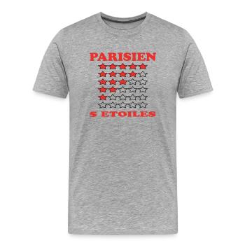 PARISIEN 5 ETOILES - T-shirt bio Premium Homme - gris chiné - Devant - Damien (186cm)