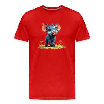Baby-Schwein - Männer Premium Bio T-Shirt - Rot - Vorne - Damien (186cm)