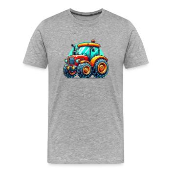 Tracteur - T-shirt bio Premium Homme - gris chiné - Devant - Damien (186cm)