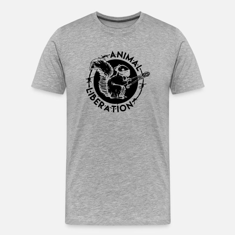 Animal Liberation Eichhörnchen - Männer Premium Bio T-Shirt - Grau meliert