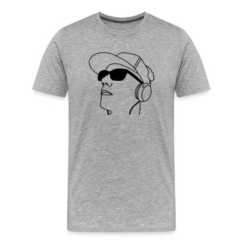 Mitch tête, lunettes de soleil, casque, visage - T-shirt bio Premium Homme - gris chiné - Devant - Damien (186cm)