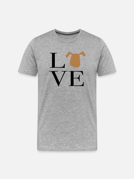 Ich liebe Hunde - Männer Premium Bio T-Shirt - Grau meliert