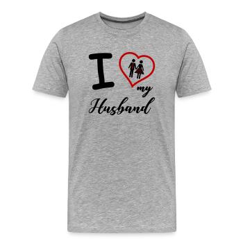 J’aime mon mari - T-shirt bio Premium Homme - gris chiné - Devant - Damien (186cm)
