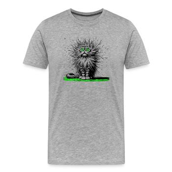Cat, Comic, Funny, Funny - Men's Premium Organic T-Shirt - heather grey - Front - Damien (186cm)