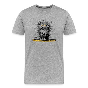 chat drôle, rire, rire - T-shirt bio Premium Homme - gris chiné - Devant - Damien (186cm)