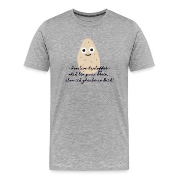 Positive kartoffel,kartoffel,illustration,Geschenk - Männer Premium Bio T-Shirt - Grau meliert - Vorne - Damien (186cm)