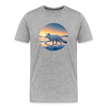 Arctic fox at sunrise - Men's Premium Organic T-Shirt - heather grey - Front - Damien (186cm)